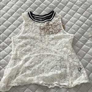 Pol Elegant White Lace Sleeveless Top